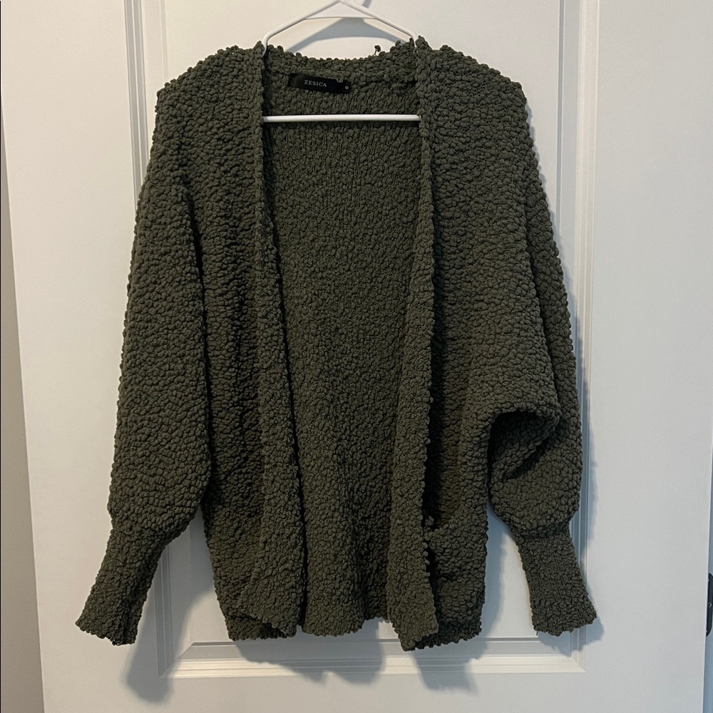 Textured Olive Cardigan